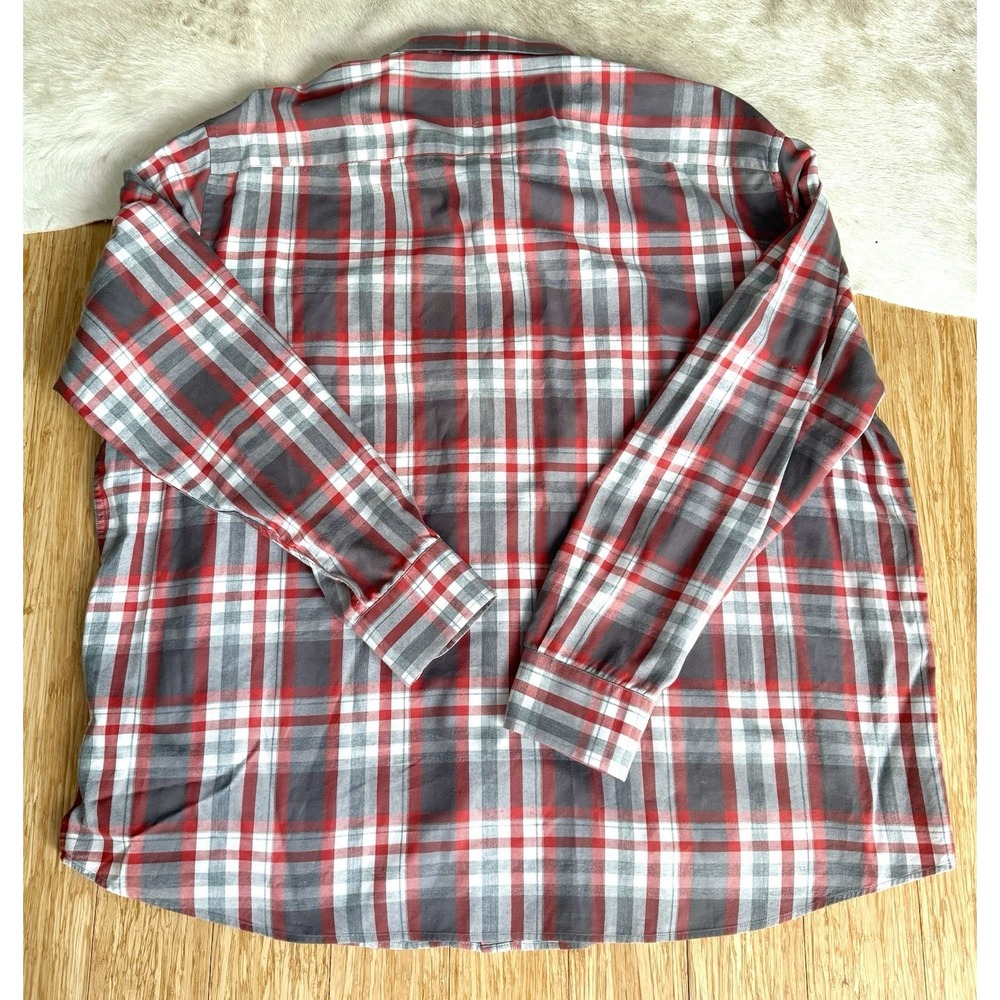 UNTUCKit Mens Flannel Long Sleeve Button Shirt Grey Red Plaid 3XL 100% cotton - Picture 5 of 5
